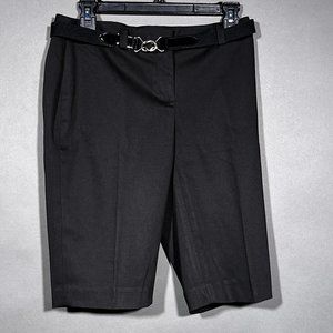 NWT Nine‎ West Black Stretch Bermuda City Shorts With Belt Size 4P